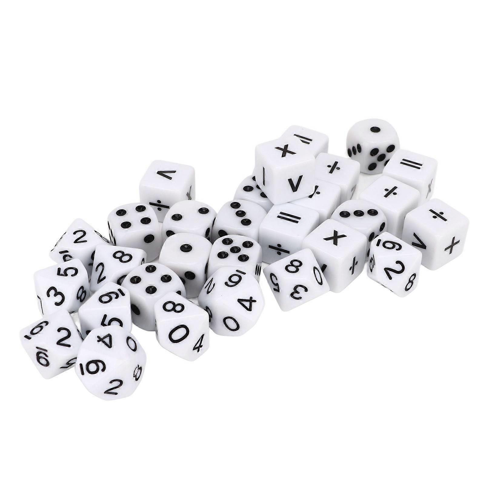 30Pcs Dice Set Black Letter Plastic Easy Read Teaching Dice Set for Game Math Learn 