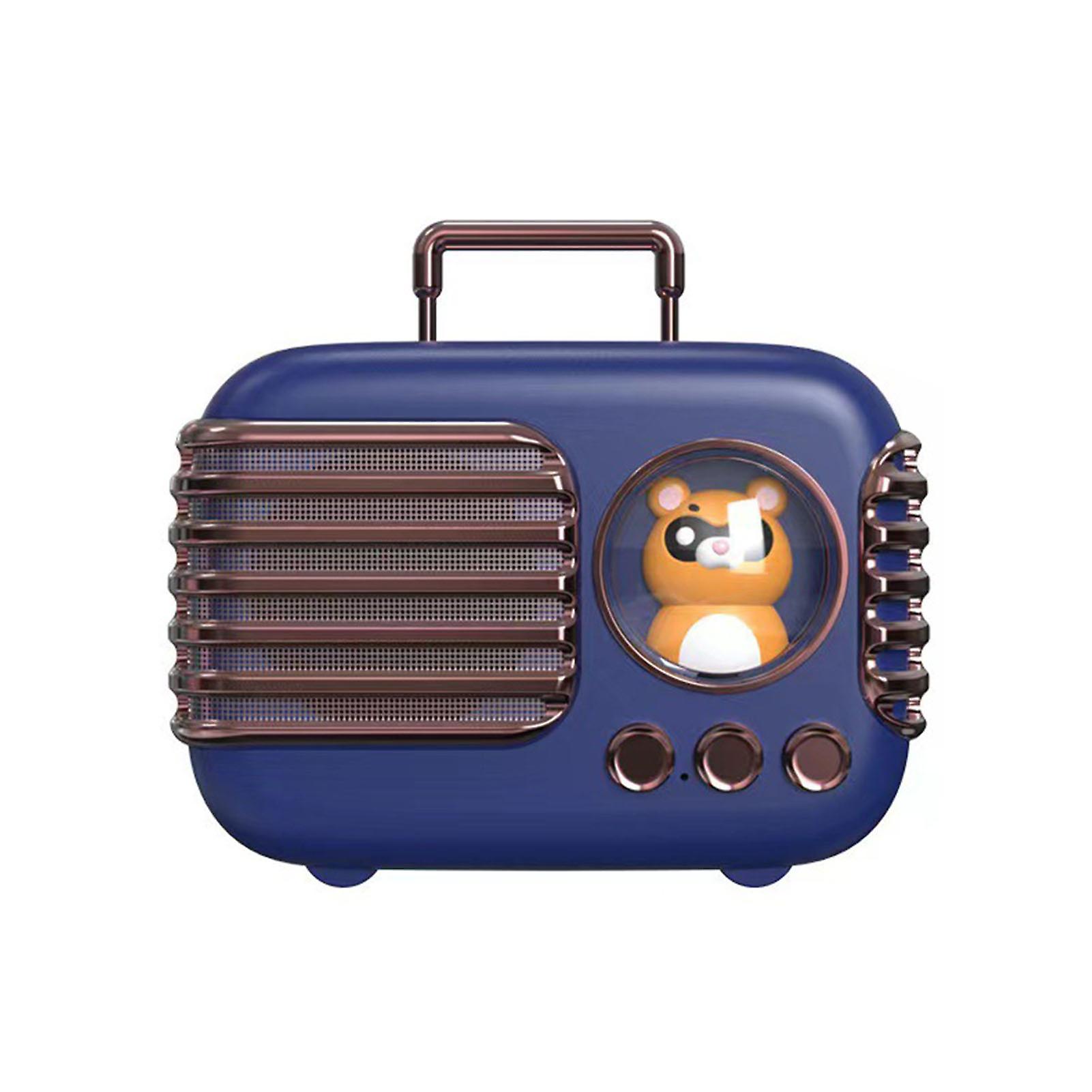 Cute Retro Mini Bluetooth Speaker Mini Luggage Creative Vintage Lovely Small Blue
