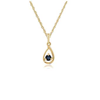 Classic Round Sapphire Pendant Necklace in 9ct Yellow Gold...