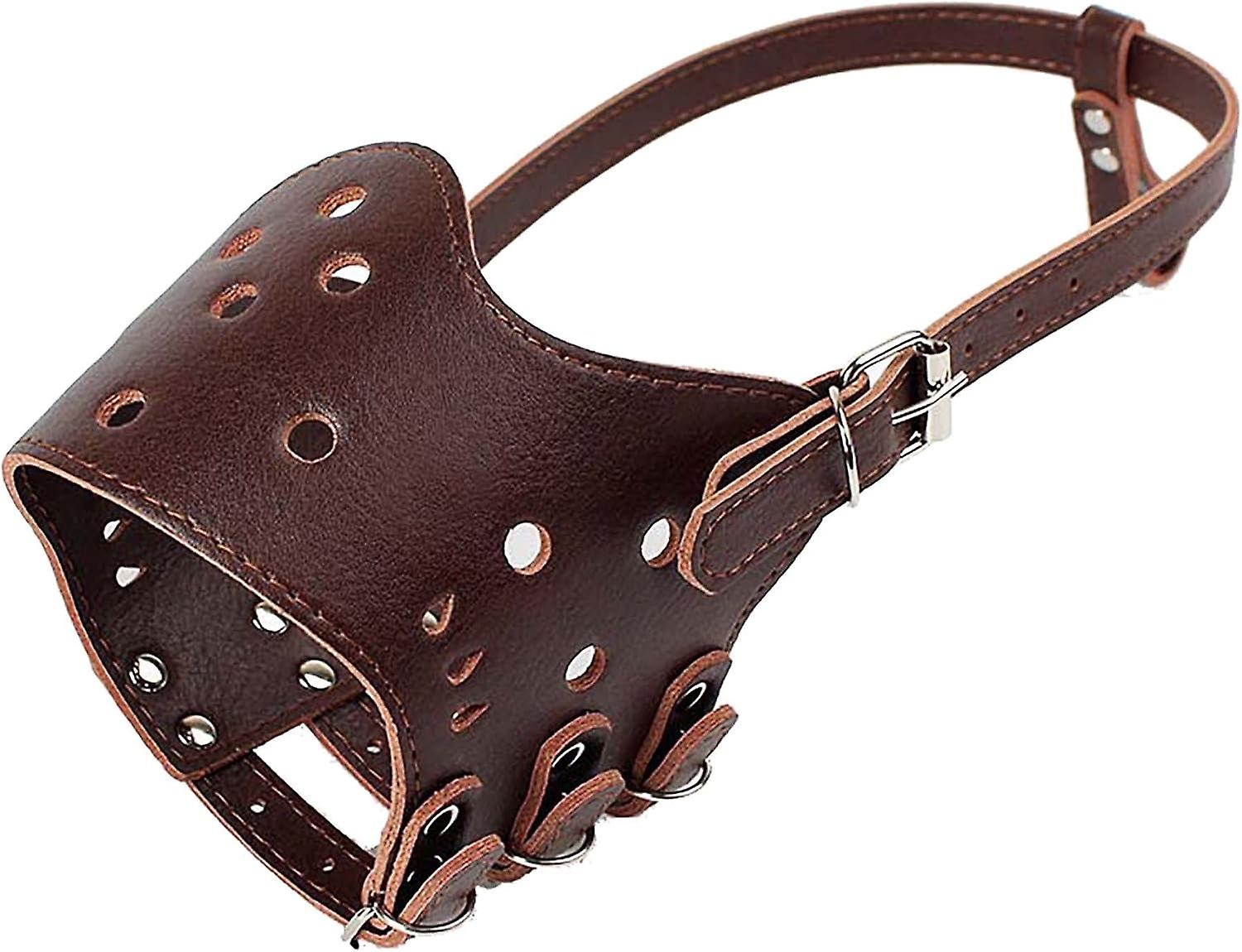 Dog Muzzle Anti-bite Leather Muzzle Breathable Dog Muzzle Dog Muzzle To Prevent Barking (brown, L)