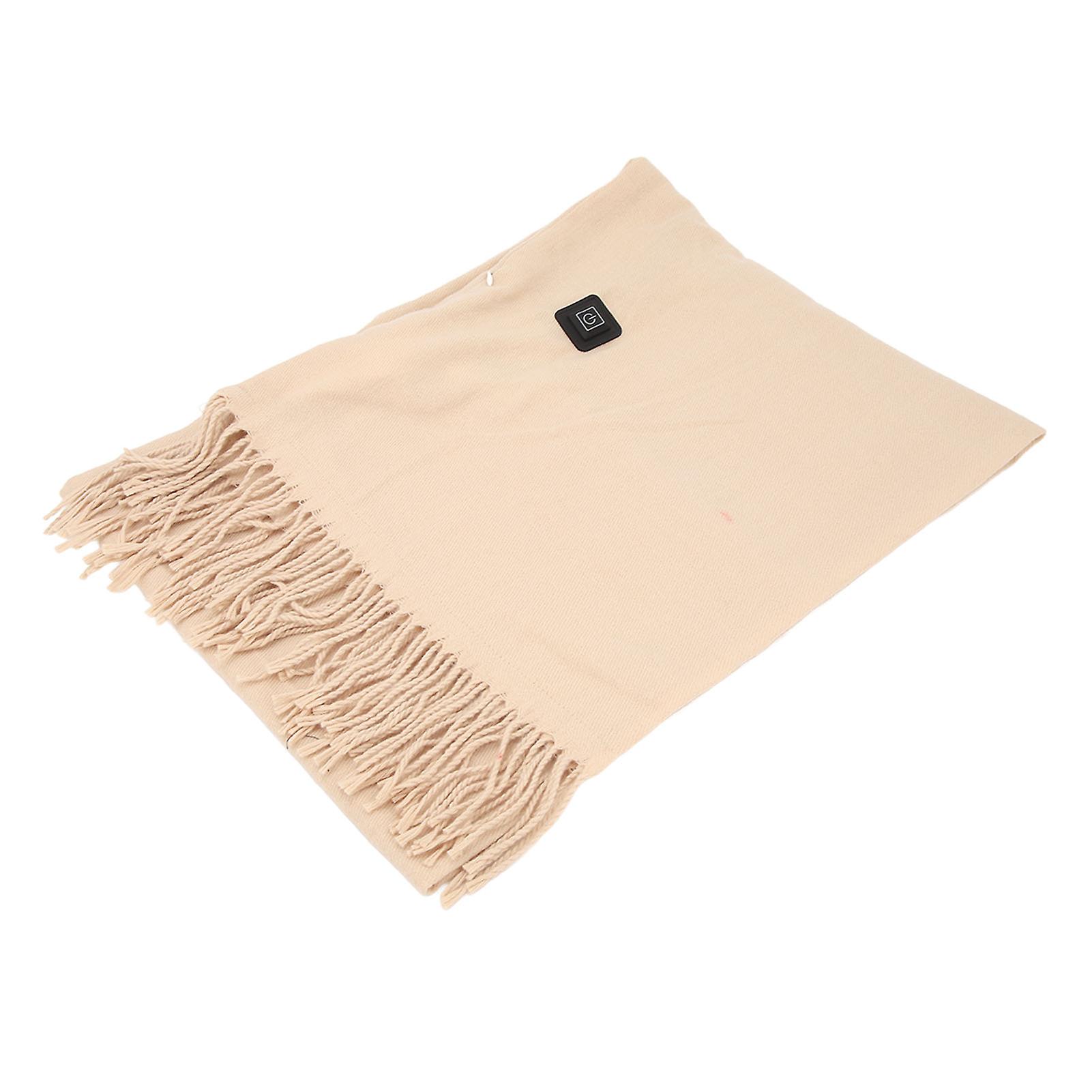 Heated Scarf USB Rechargeable 3 Temp Settings Soft Plush Khaki