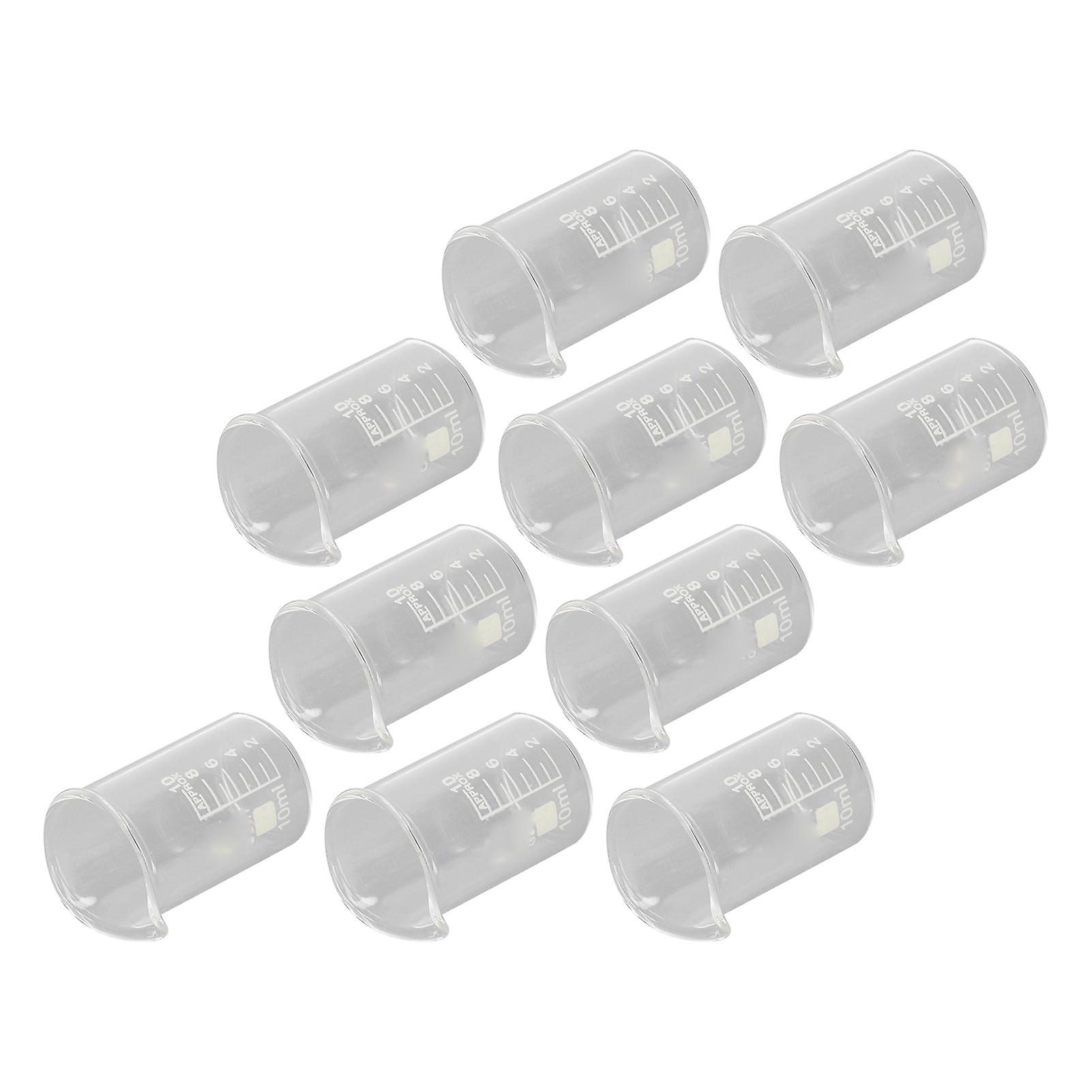 10PCS Beaker Borosilicate Glass Clear Scale Laboratory Beaker for Academic Industrial Experiment 10ml 
