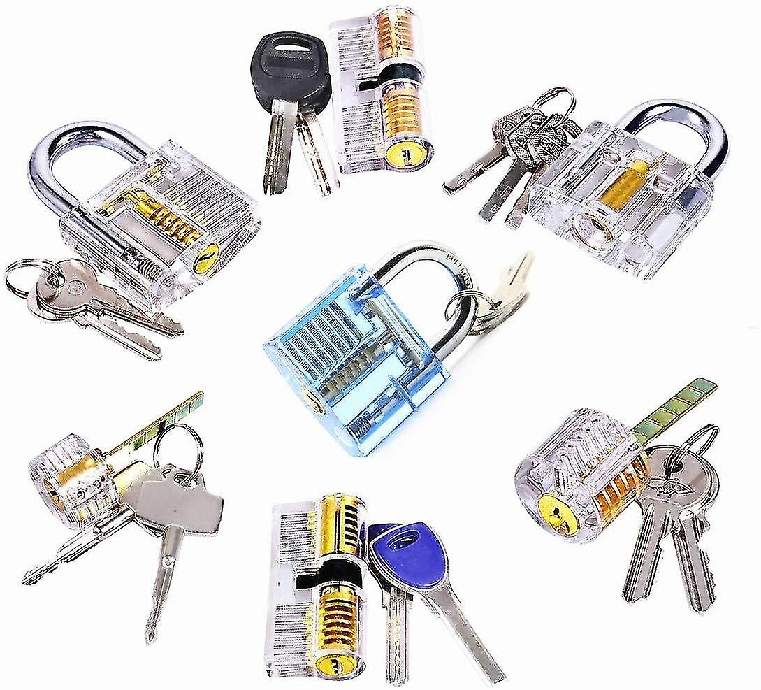 Locksmith Training Lock Set 7pcs Transparent Lock For Lockpick Practice For Beginner
