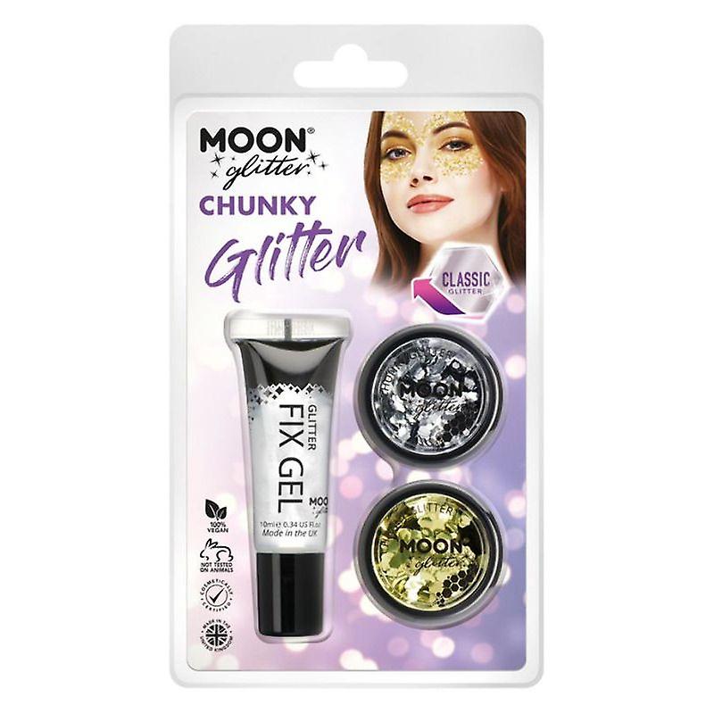 Moon Glitter Classic Chunky Clamshell, 3g - Fix Gel Set G20199