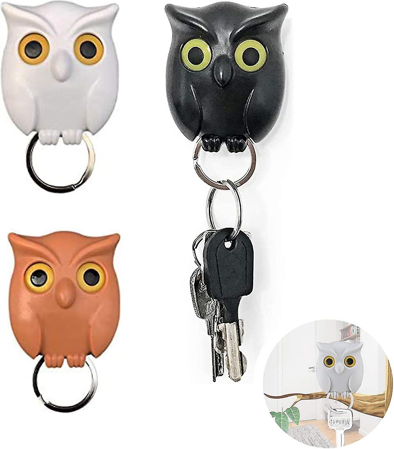 3 Pack Owl Key Holder, Owl Key Hooks, Magnetic Wall Key Holder For Hanging Home Keys And Office Keys.
