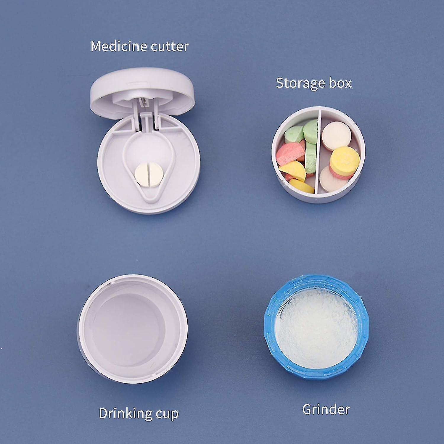 Pill Cutter For Small And Large Tablets, Tablet Mortar, 3-in-1 Tablet Cutter With Storage Compartment, Crushing Pill Box For Travel
