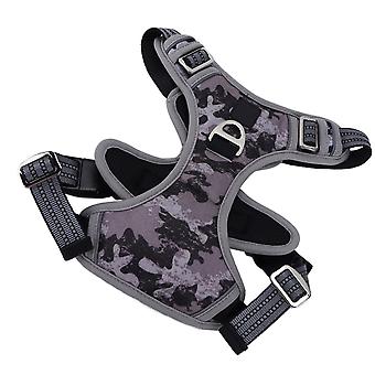 Reflective Camouflage Gray No Pull Dog Sports Vest Harness - Adjustable for Outdoor Running and Walking (Size S)