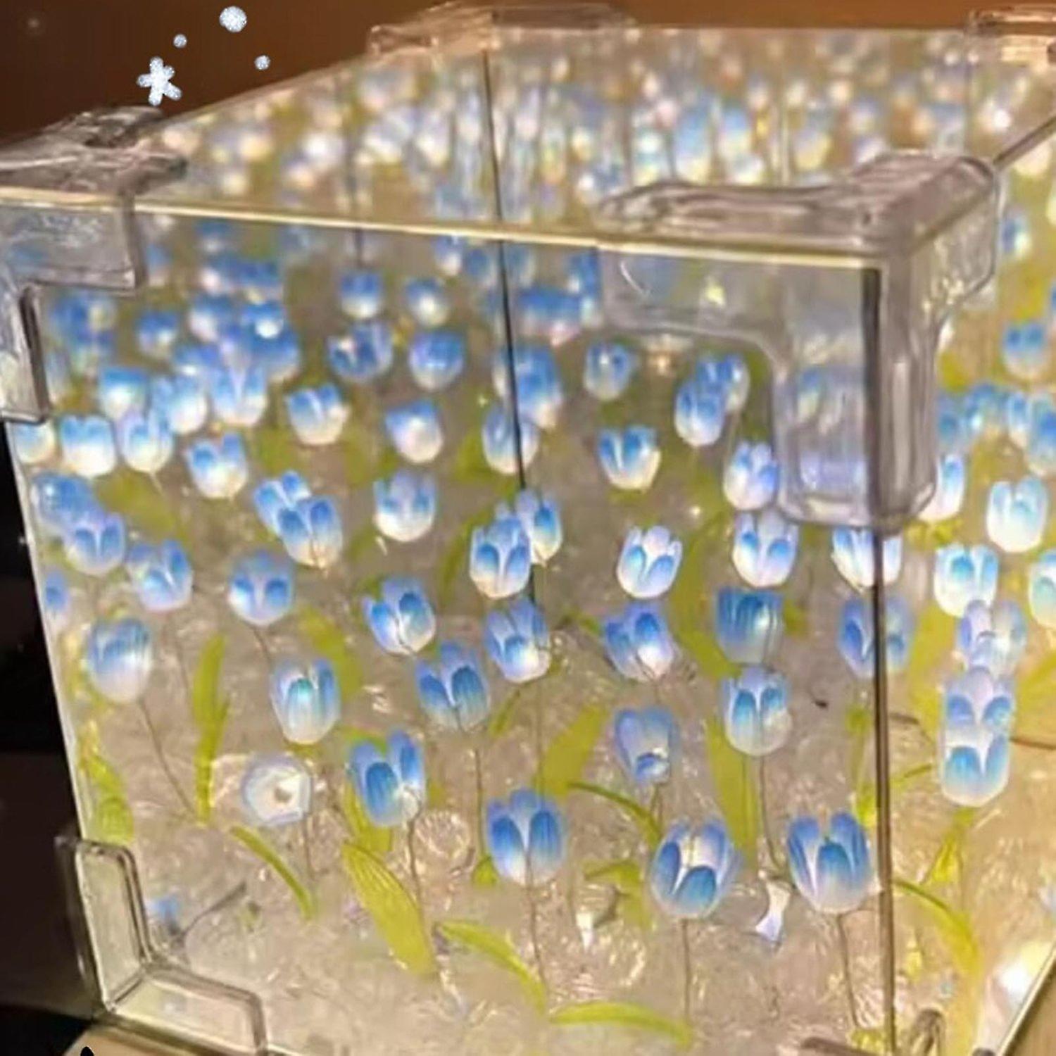 Tulips Mirror Flower Lamp DIY Material Set Multi-Purpose Elegant Desk Lamp Gift for Friends Family