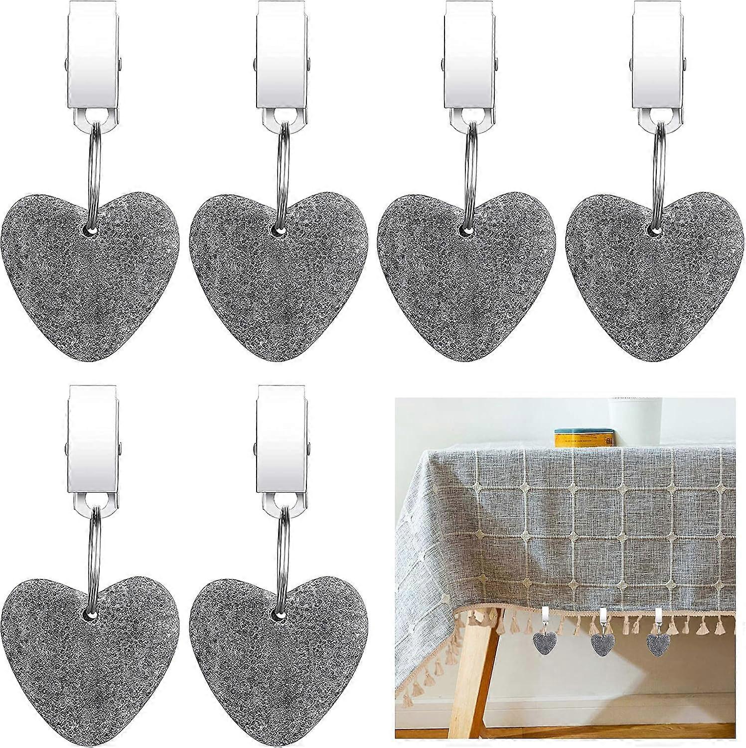 Τραπεζομάντιλο Βάρη Κλιπ, 6pcs Τραπεζομάντιλο Βάρη Καρδιά Σχήμα Πέτρα Τραπεζομάντιλο Βάρη Μεταλλικό κλιπ