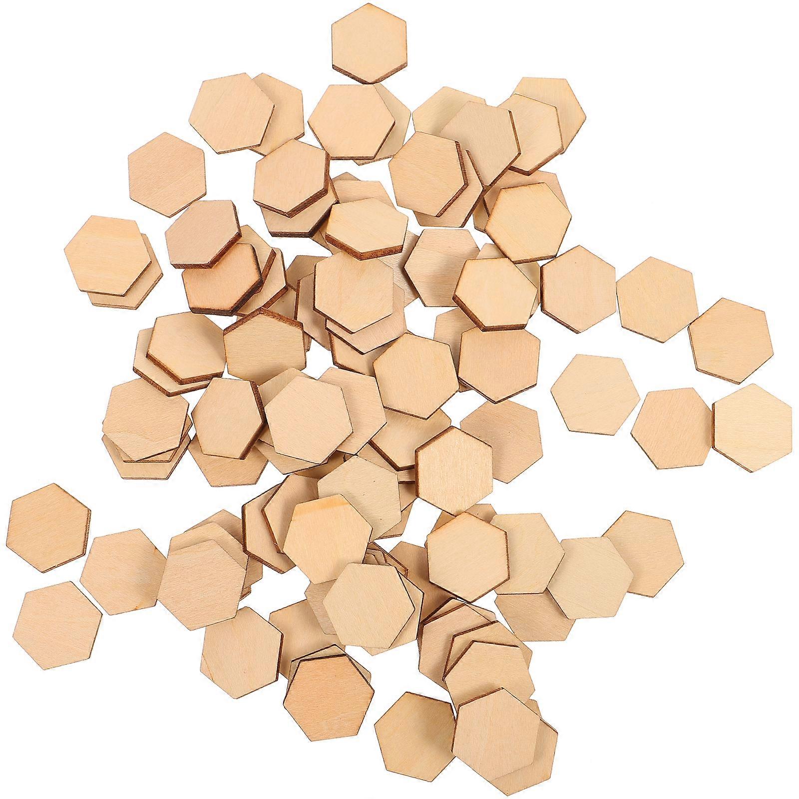 100st Trä Hexagon Bitar Oavslutad Hexagon Cutout Jul DIY Hantverksmaterial Prydnadsföremål 20MM