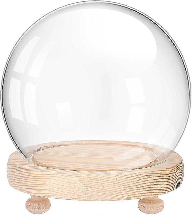 Glass Display Showcase with Base Glass Dome Cloche Miniature Case Snowglobe Display Case Deco 4.7 Inch