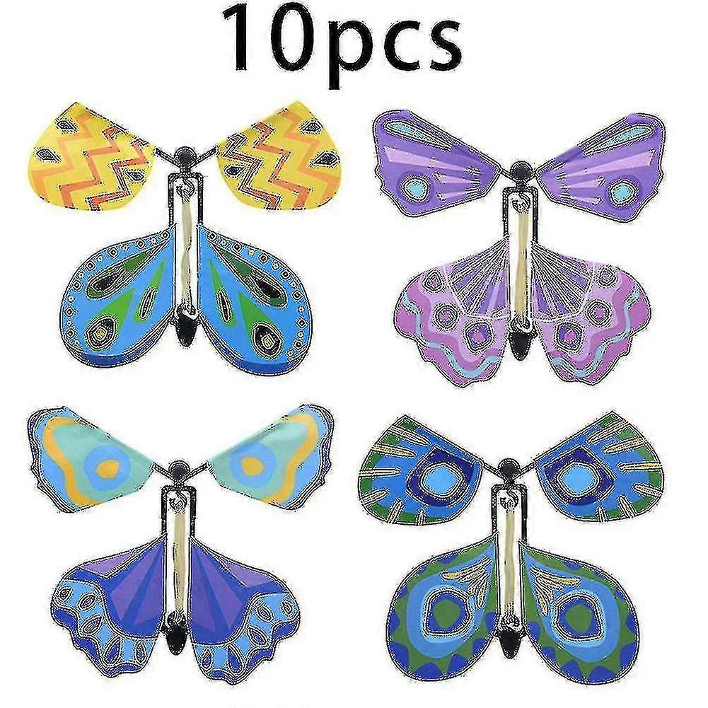 10/20/100pcs Fluttering Flying Butterfly Wind Up Butterfly Flutter Card Prank Butterfly Flying Paper