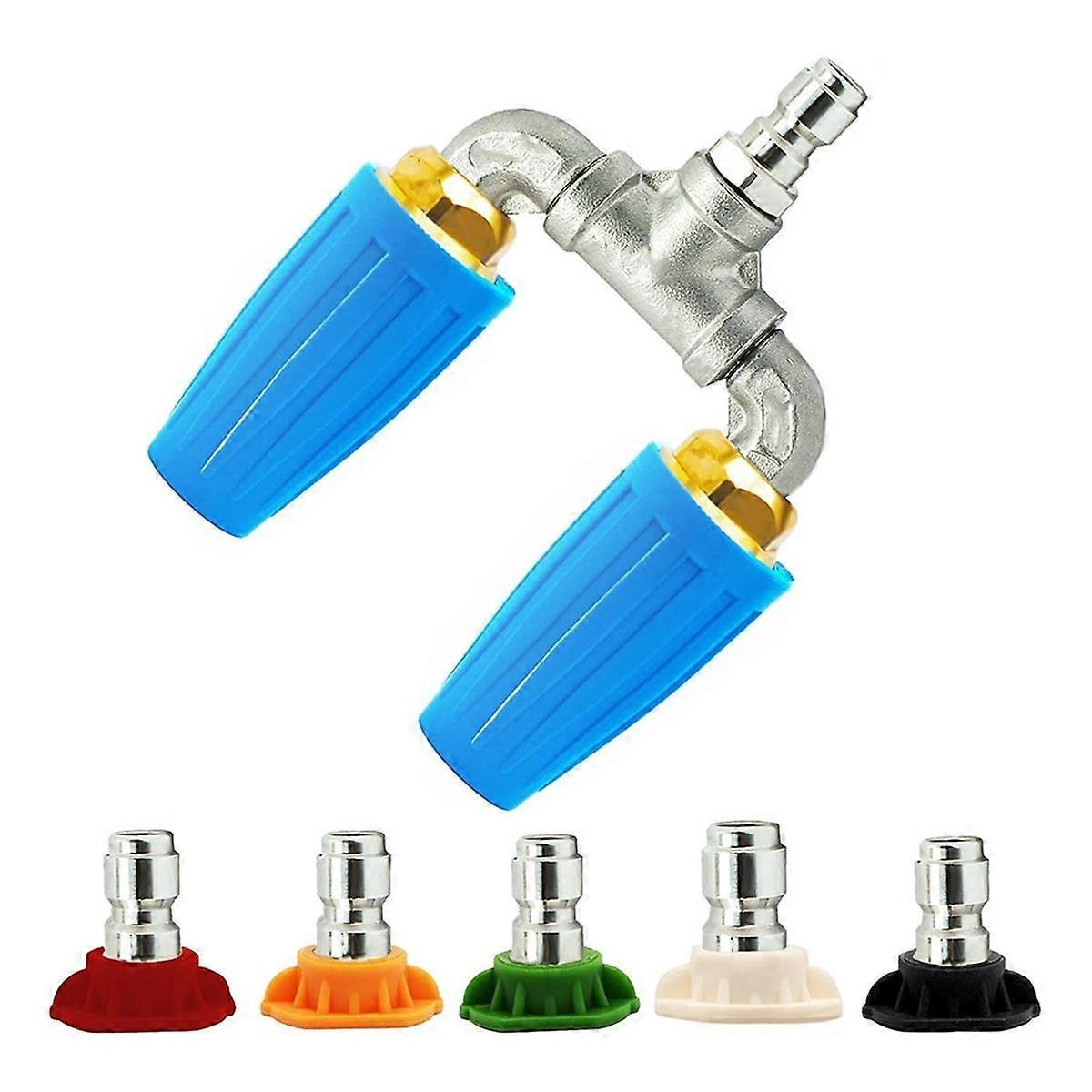 Dual Turbo Nozzle for Power Pressure Washer with 5 Power Pressure Washer Tips, 1/4 Quick Connector,2.0 Orifice, 4000 PSI