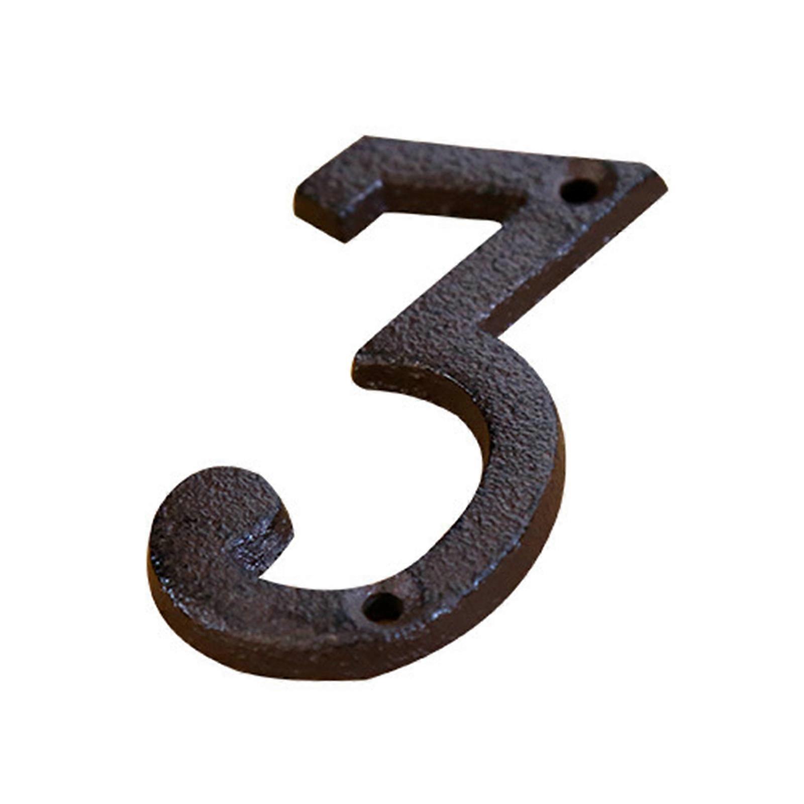 3 Inch House Number, Home Address Number, Vintage Cast Iron Home Number Metal Gate Mailbox Number, Matching Screws Included, Black Number 3