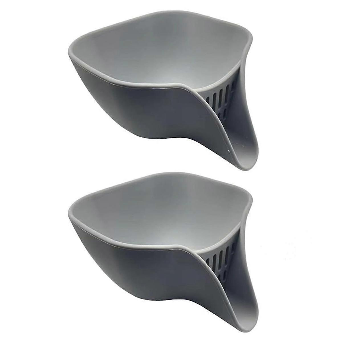 2Pcs Multi-Function Water Filter Basket with Spout,Drain Basket,Silicone Sink Strainer Basket Kitchen Gadgets Gray