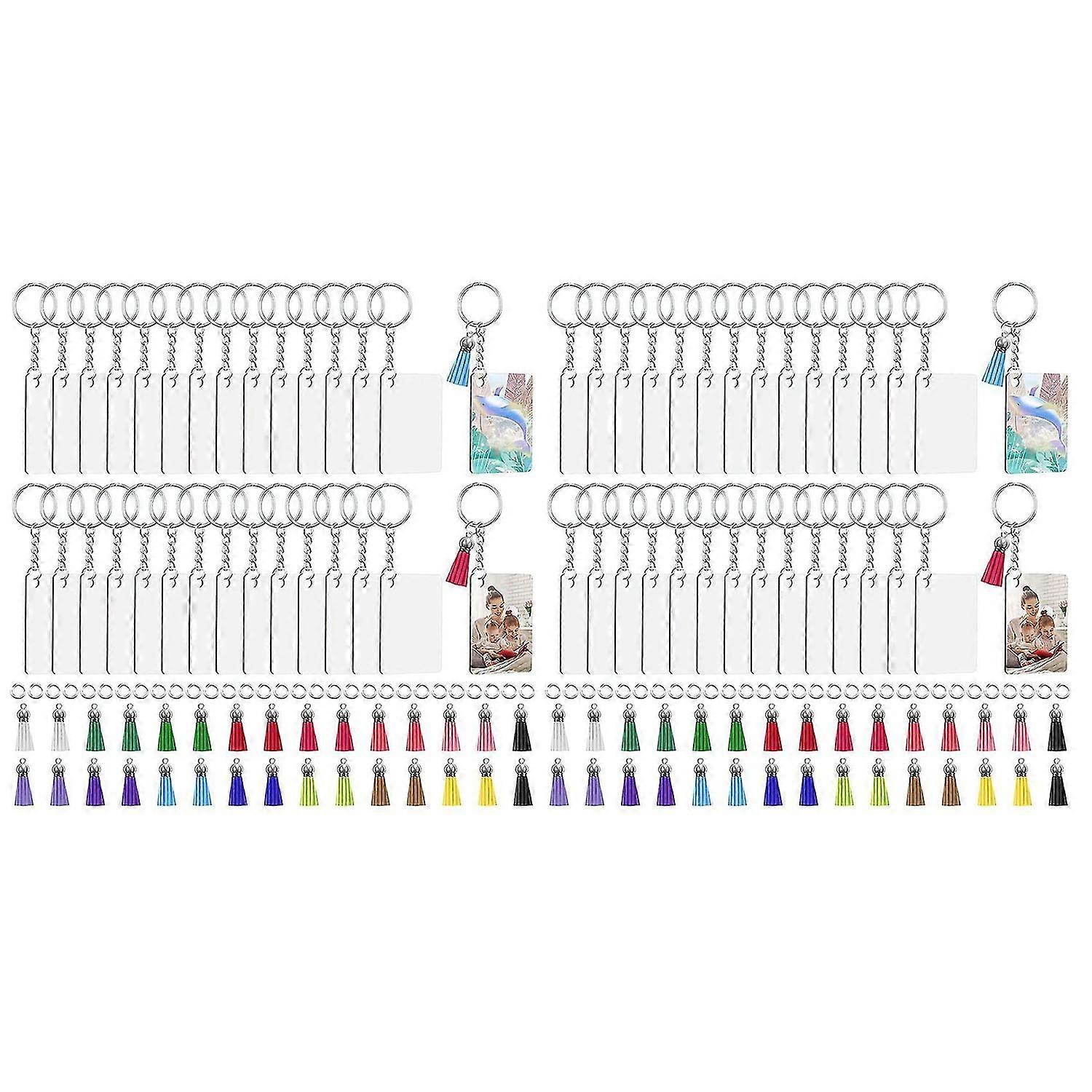 Sublimation Keychain Blanks Bulk, 240pcs Sublimation Keychain Blanks Set With Tassels, Keychain Cir