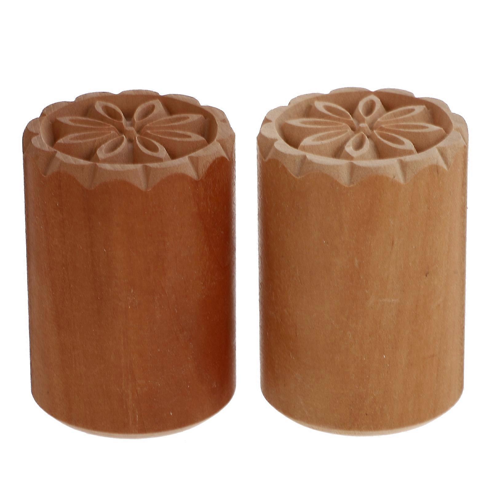 2Pcs Wooden Dough Stampers Practical Baking Paste Stampers Baking Supplies
