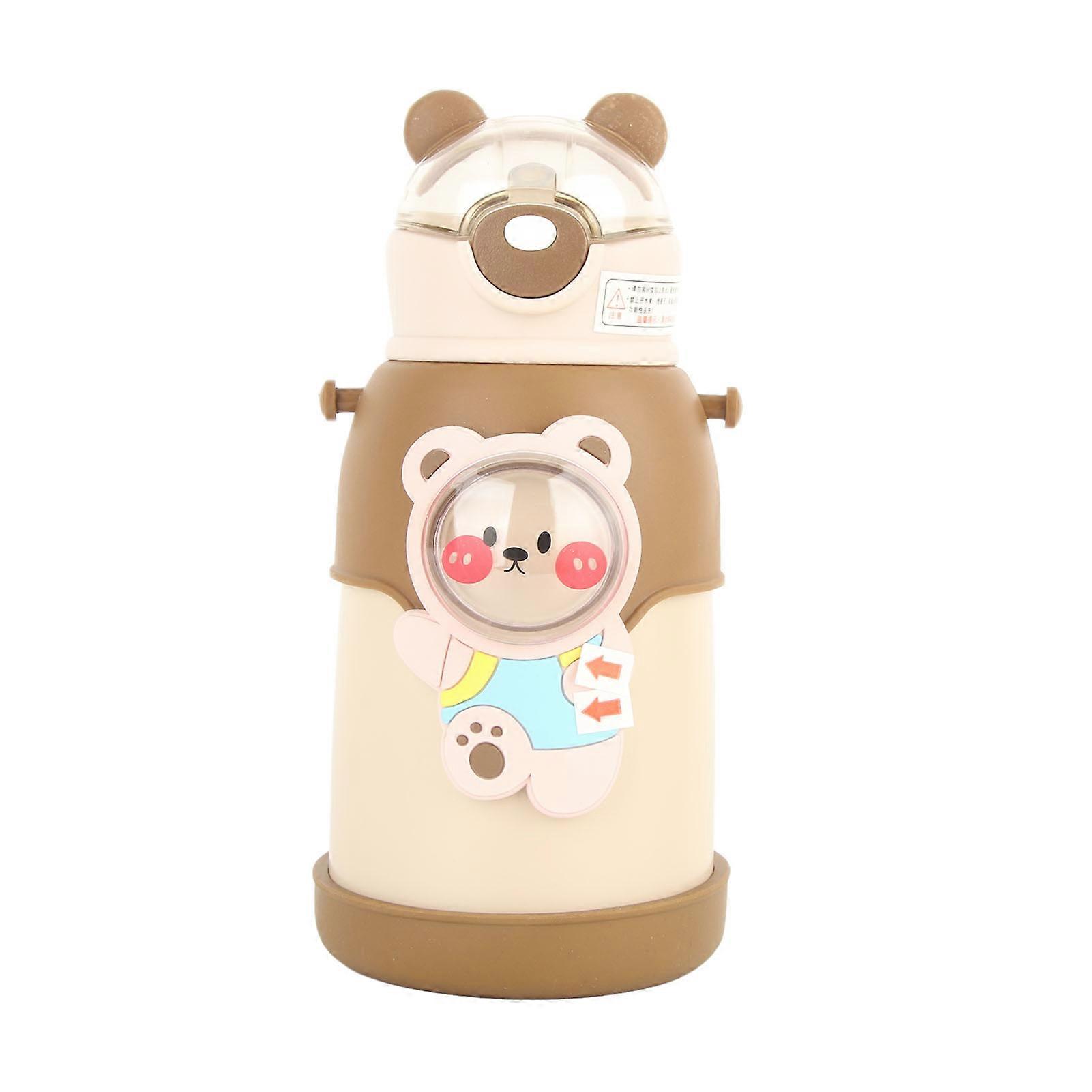 Metal Water Bottle 500ml Stainless Steel Flip Top Lid Silicone Straw Insulated Water Bottle for Kids School Travel Coffee Color 500ml