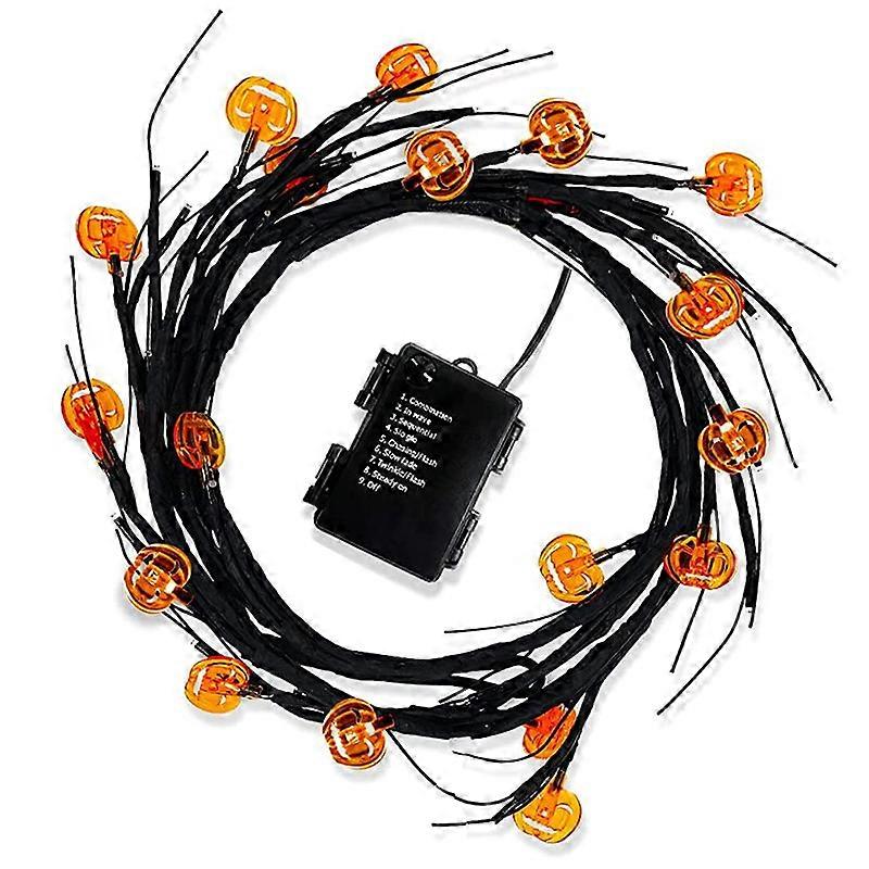 Willow Branch Halloween Decoration Light String Timer 8 Mode Waterproof Light String Battery Powered Wall Bedroom Home Fireplace Decoration (orange Pu