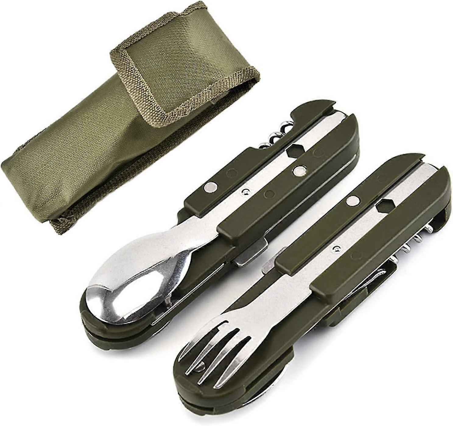 In 1 Stainless Steel Camping Tableware,outdoor Camping Tools,folding Tableware,multifunctional Travel Tableware