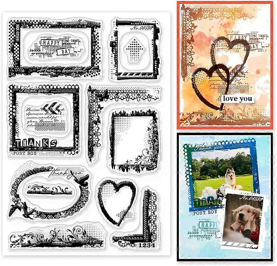 1Sheet Frame Corner Grunge Clear Silicone Stamps