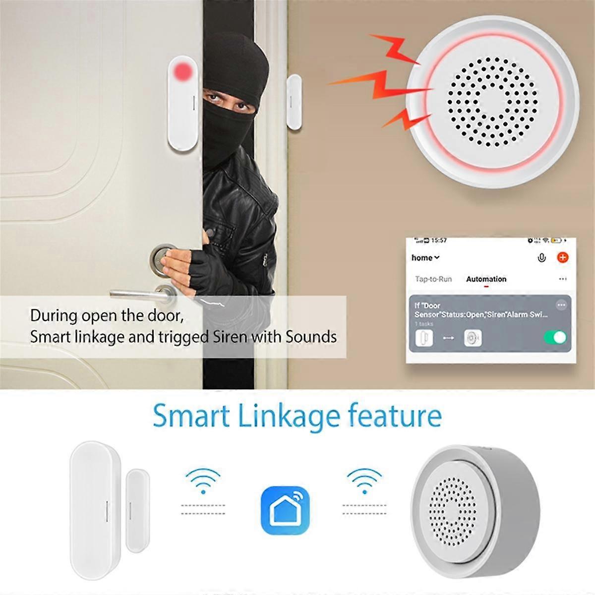 Tuya WiFi Smart USB Sirene Alarm Sensor Sound & Light Alarm Temperature & Humidity Sensor 3 in 1 for Alexa