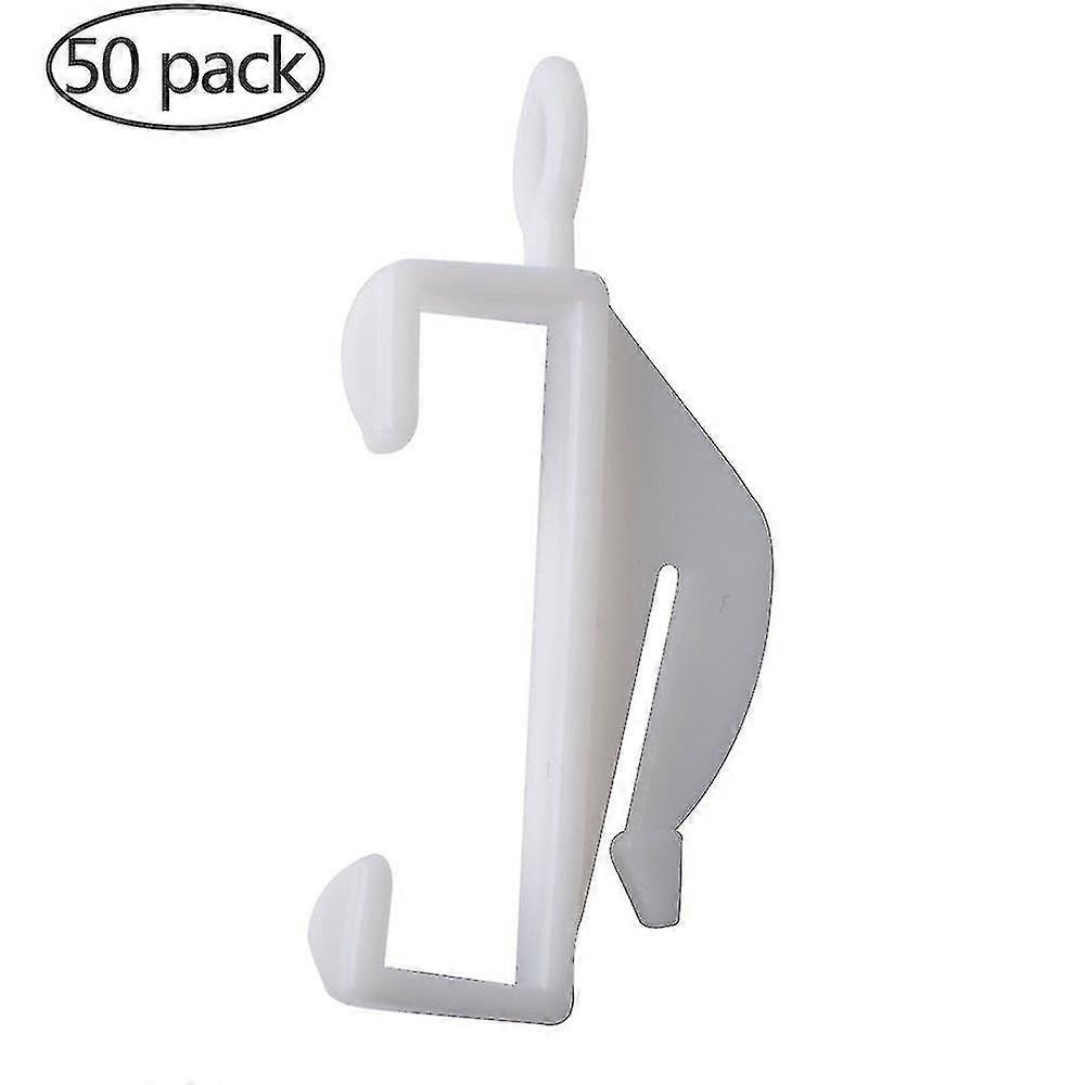 50pcs Window Curtain Valance Clips, Plastic Adjustable Depth Pinch Pleat Locking Curtain Tape Clip Hooks, 48mm Length