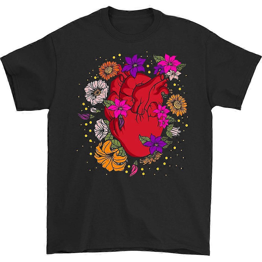 Anatomik Kalp Çiçekli Tişört