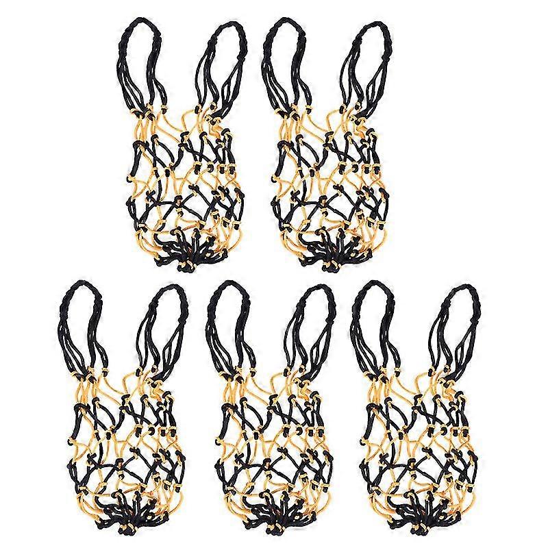 5pcs Heavy Duty Basketball Bag Drawstring Ball Mesh Net Nylon Soccer Carrier Mesh Net Bag Drawstring Storage Bag For Basketball Pocket(Yellow And Blac