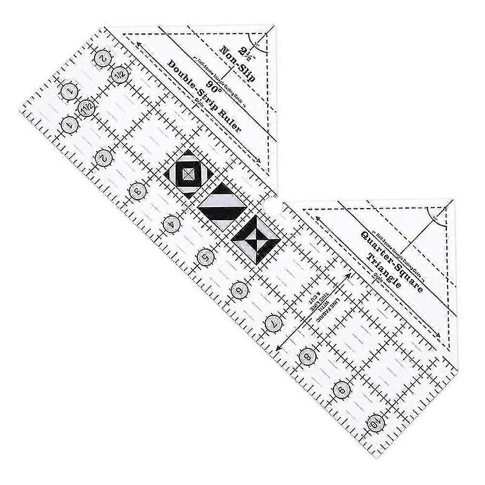 90 Degree Double Strip Quilt Ruler, 10 Inch Acrylic Quilting Triangle Rulers, Non-slip Quilting Rul