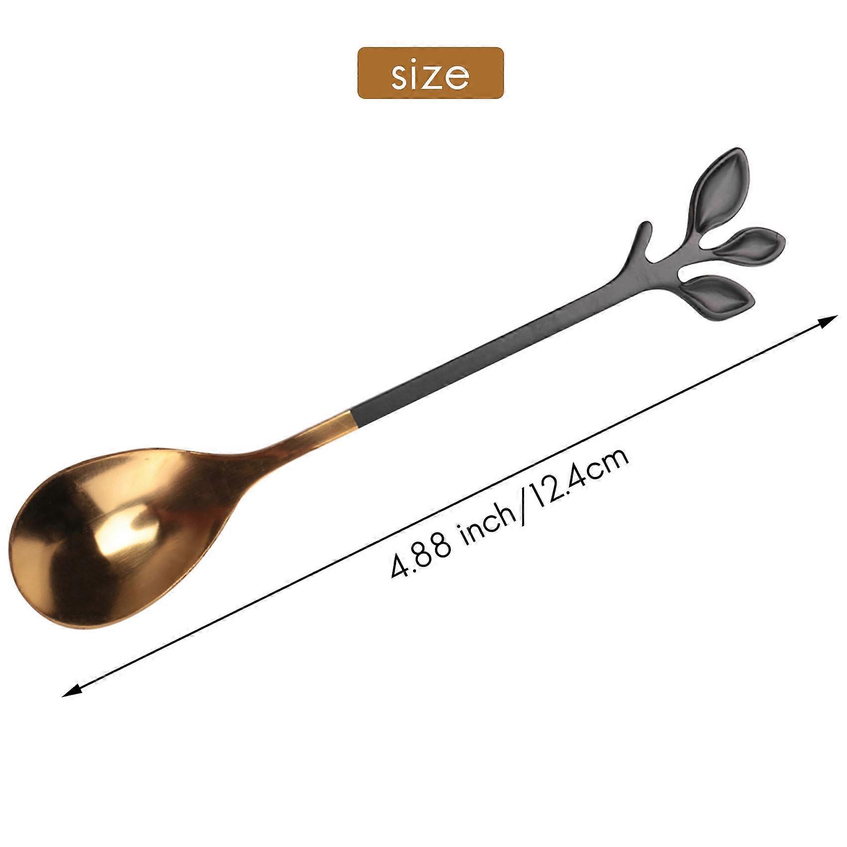 5 Spoon+5 Forks Stainless Steel Leaf Coffee Cake Spoon Fork Dessert Spoons,Stirring Teaspoon Set Ap