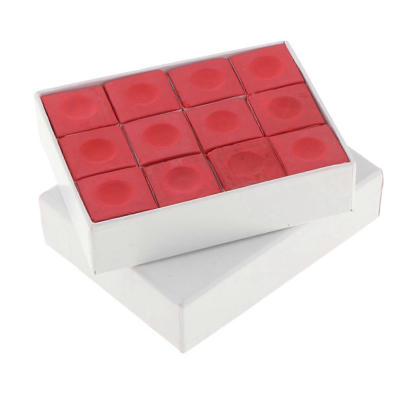 12Pcs Pool Cue Chalks Increase Friction Snooker Cue Tip Accessories Supplies Red