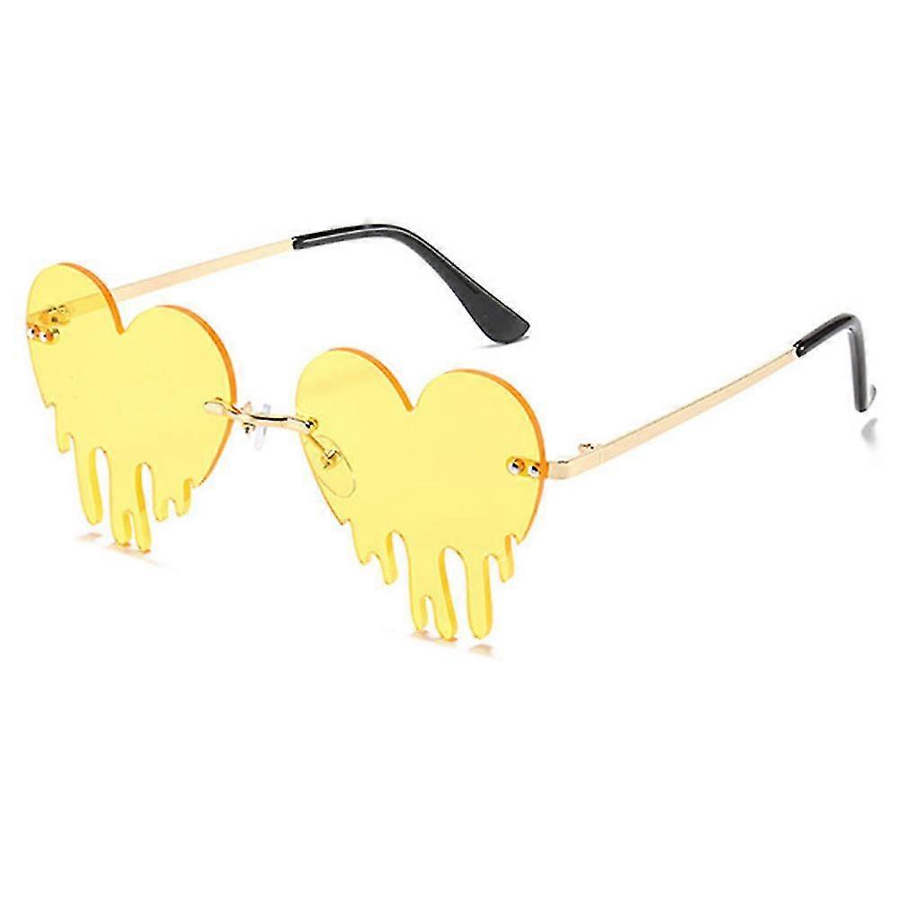 Heart Sunglasses Women Men Funny Rimless Shades Eyewear Driver Goggles