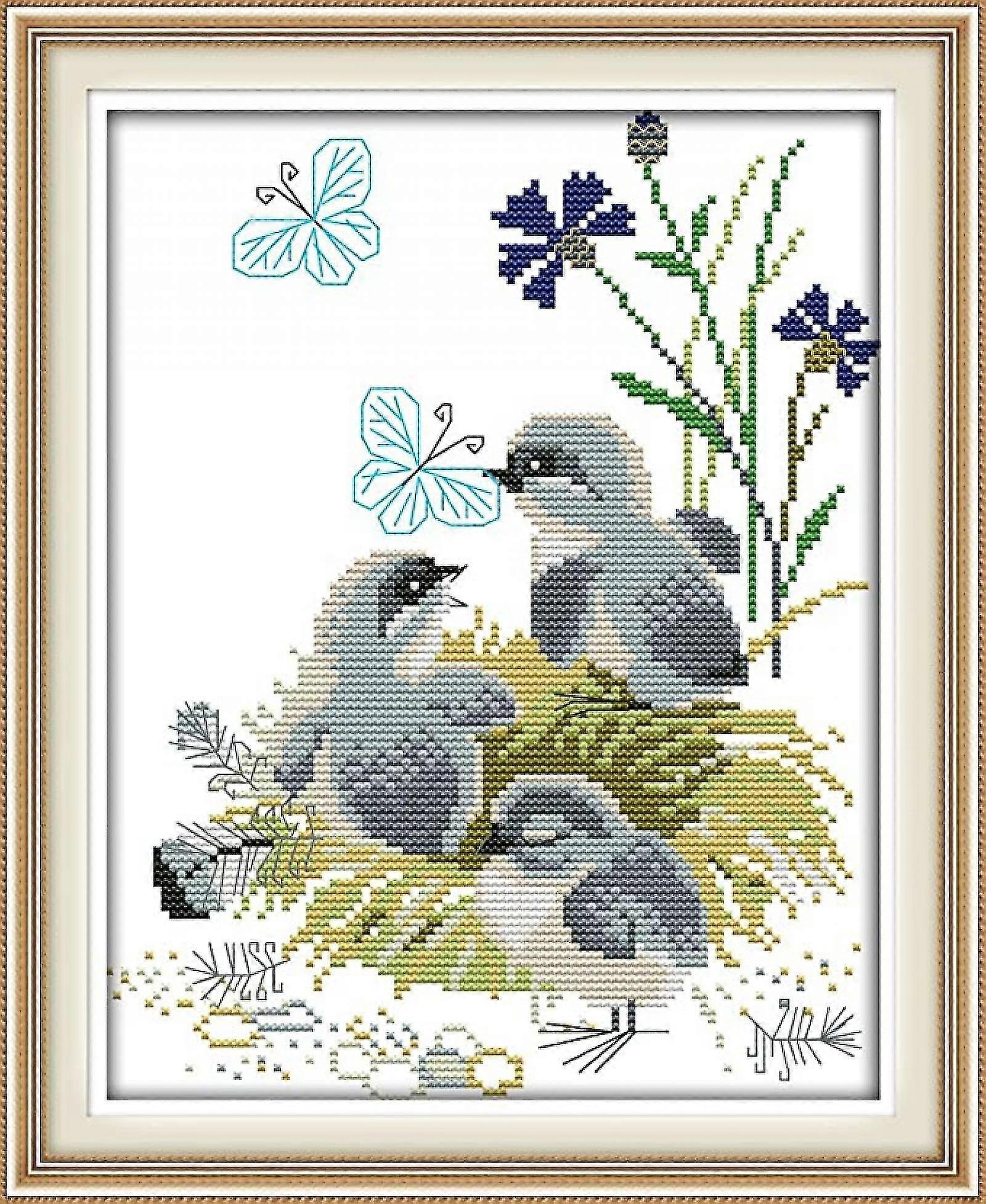 Shxx Cross Stitch Kits Stamped Full Range Of Embroidery Starter Kits For Beginners Diy 11ct 3 Strands - Nestling 1115(inch) A97-146