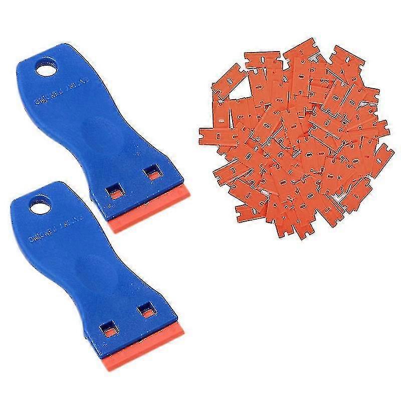 Plastic Razor Blade Scraper, 2pcs Scraper Tool With 60pcs Plastic- B