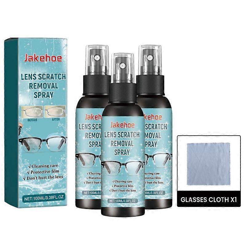 3Pcs镜片划痕去除喷雾眼镜挡风玻璃修复液体喷雾套装