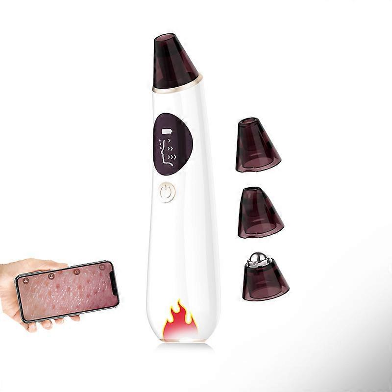 Extracteur d’acné Pore Vacuum Hot Compress WiFi Visible Facial Pore Cleanser avec Caméra HD avec 3 puissance de force réglable et 4 sondes USB Rechargeab
