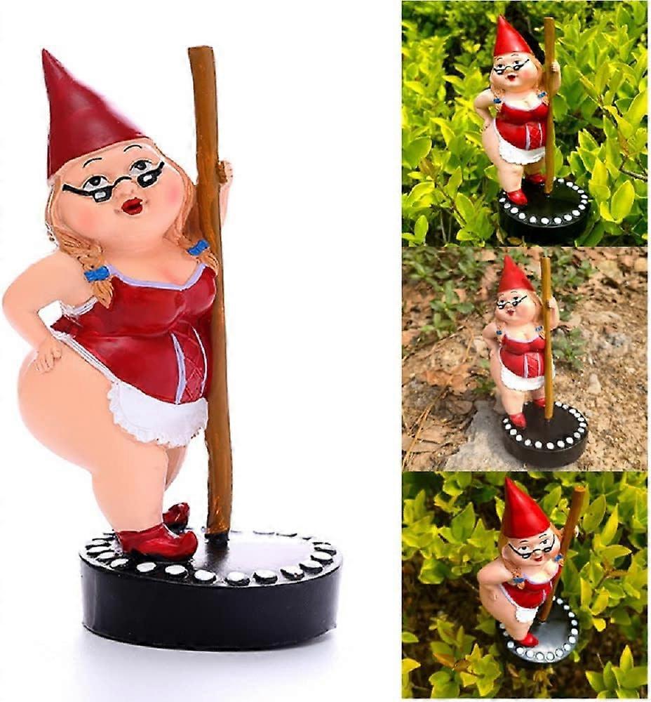 Dancing Girl Decoration Pole Ornament Gnome Dwarf Striptease Resin Dwarf Resin Statue Garden Turn Ornament