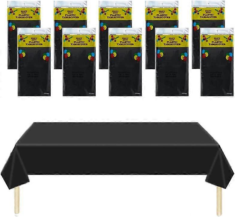 10 Pack Black Plastic Tablecloths for Rectangle Tables, 54 x108 I