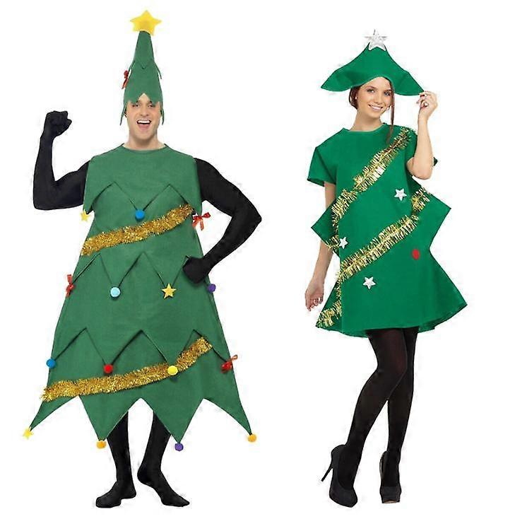 2Pcs Christmas Tree Costume ,Christmas Tree Dress Set for Man Woman