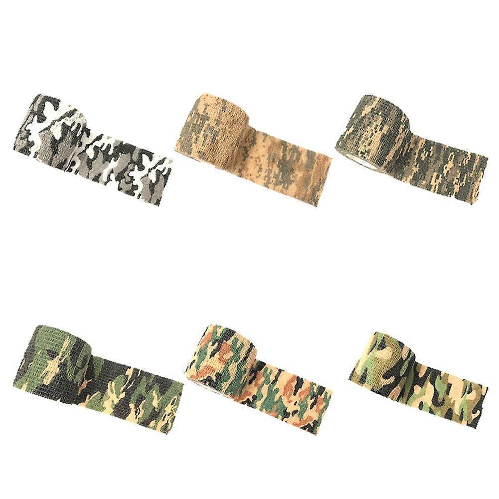 Kaesi6Pcs Self-adhesive Outdoor Stretch Camo Camouflage Tape Bandage Hunt Rifle Wrap