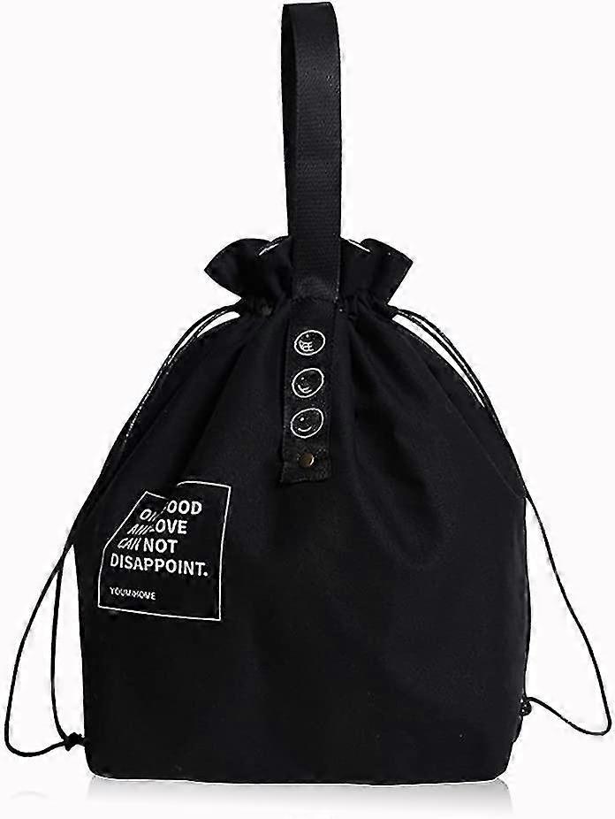 lunch bag with drawstring , black