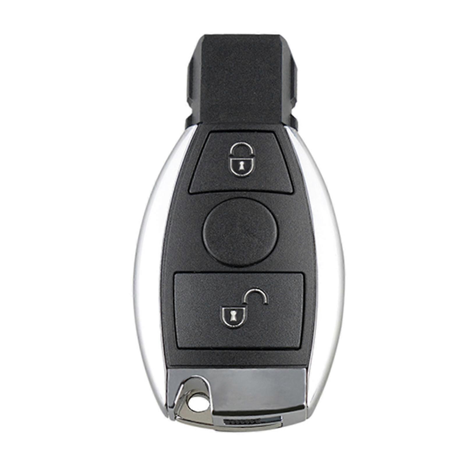 Smart Key Fob 2 Button Remote Silver Edge Key Case With Blade For Mercedes-benz