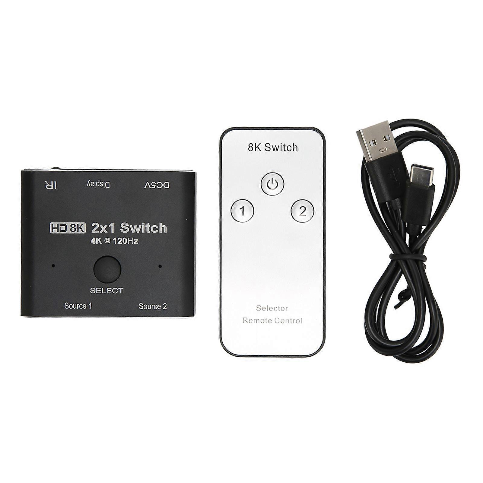 HD Multimedia Interface 2.1 Switch 2 in 1 Out 8K At 60Hz 4K At 120Hz Plug and Play 48Gbps High Speed Splitter for Xbox