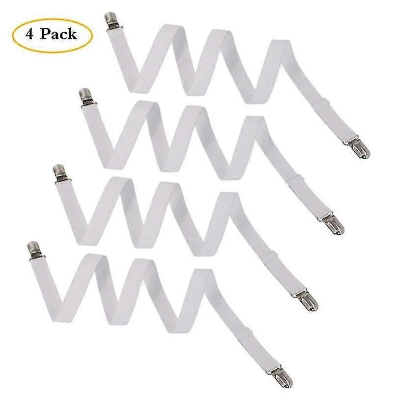 4 Pcs Bed Sheet Clips, Adjustable Bed Sheet Fasteners With Metal Clips Elastic Bed Sheet Straps, Bed Sheet Clip To Keep Your Sheets