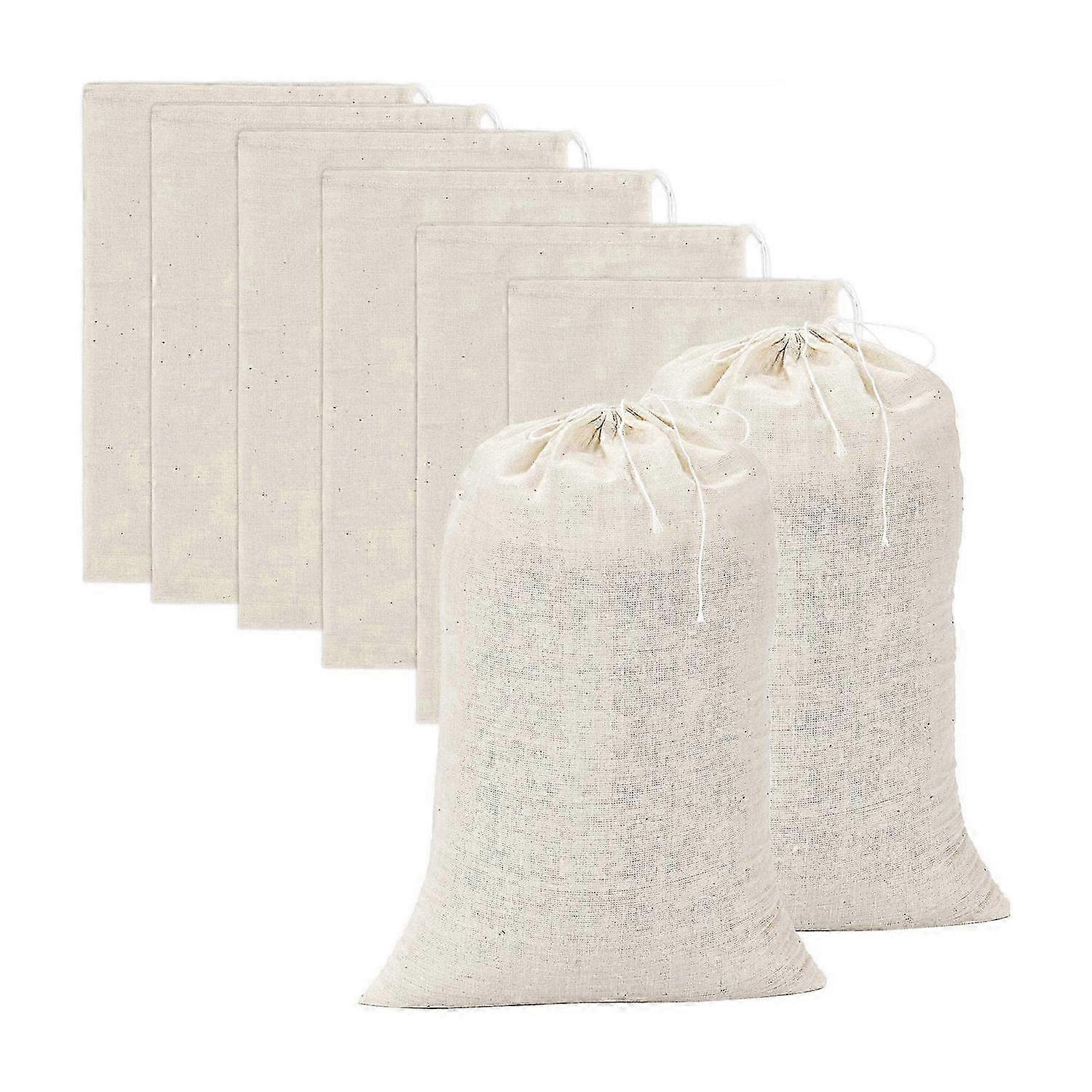 20 Pieces Large Muslin Bags Cotton Drawstring Bags,Tea Brew Bags (8 X 12 Inches)