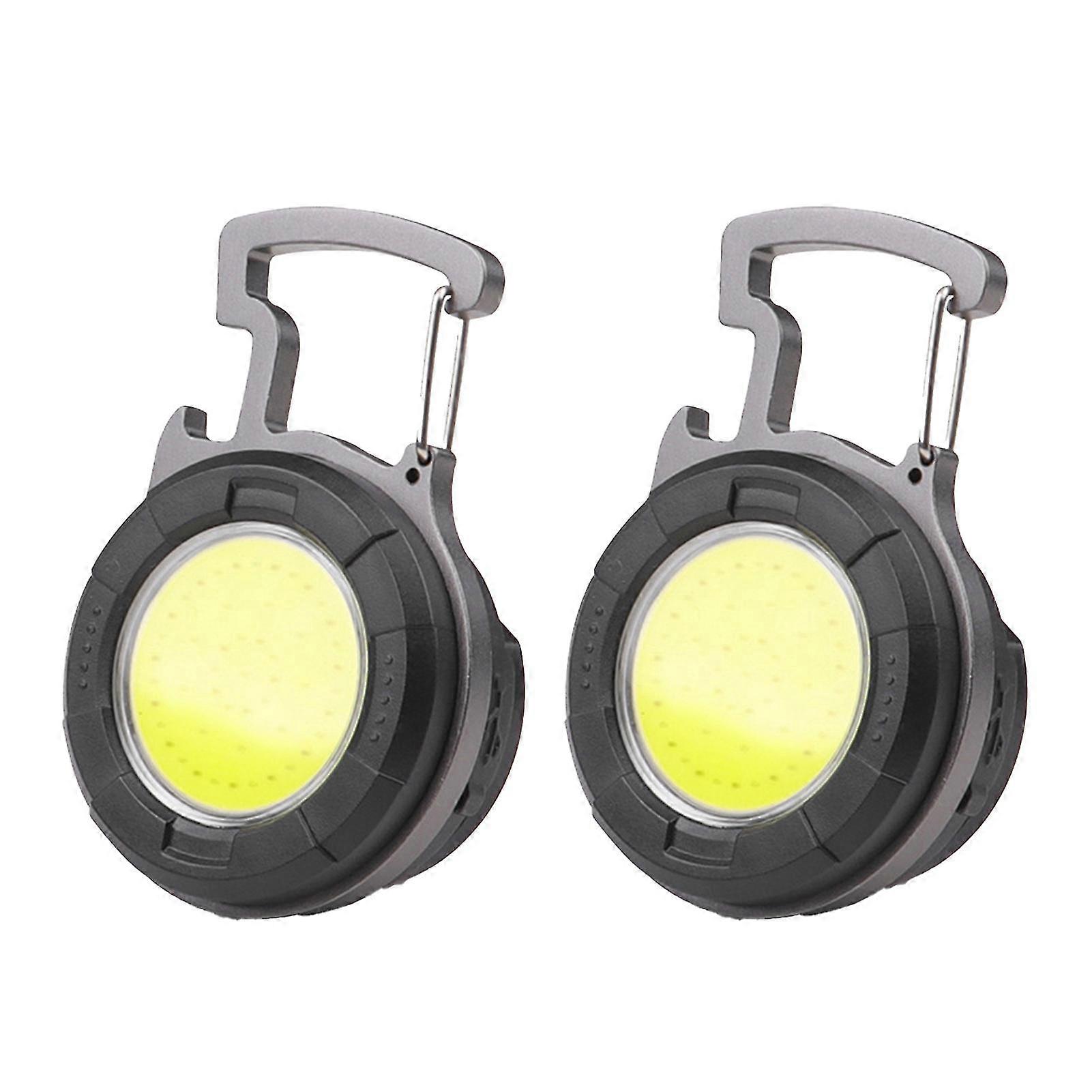 2Pcs Keychain Flashlight with 4 Lighting Modes IPX4 Waterproof 160-Degree Adjustable Rechargeable Emergency Clip-on Flashlight