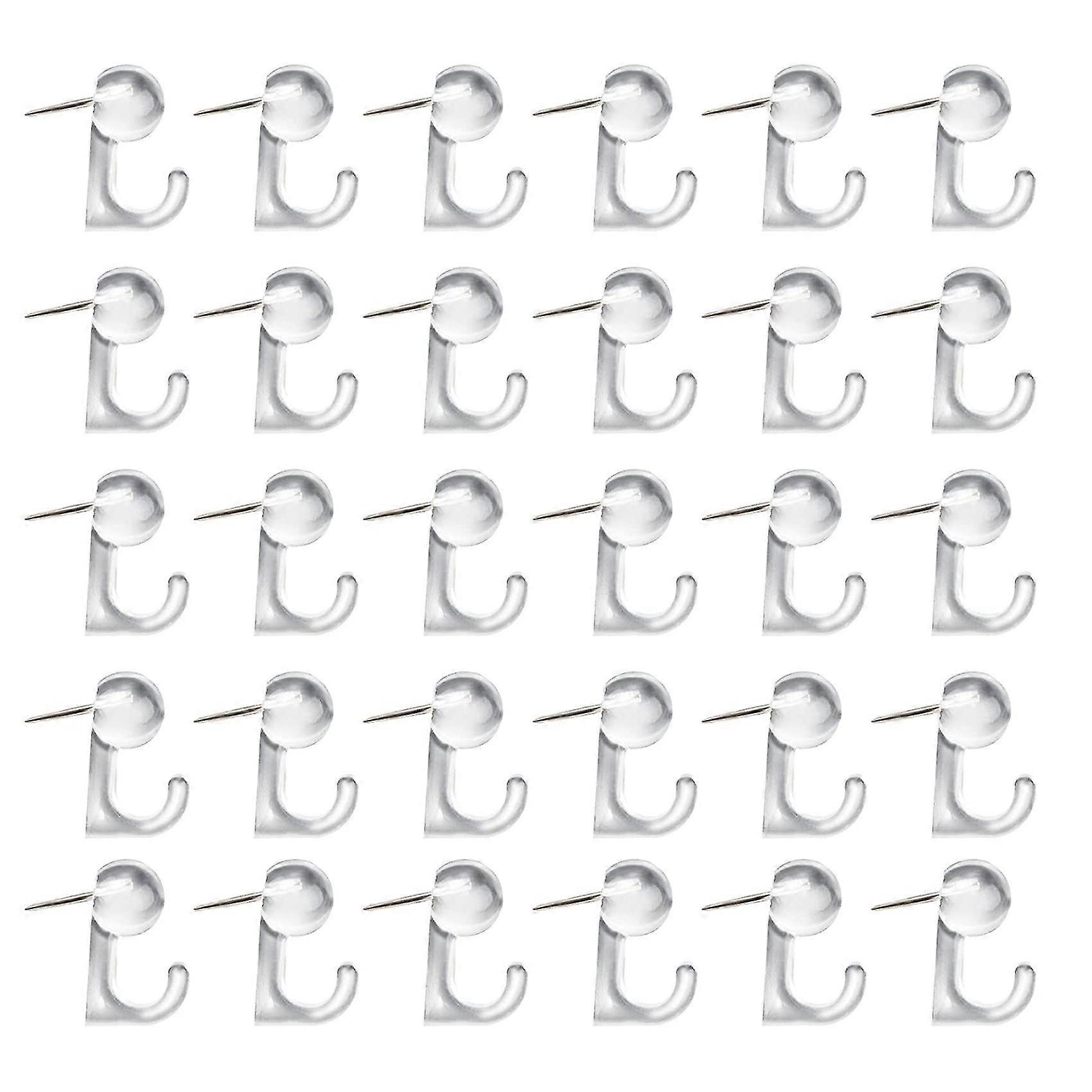 Push Pin Hooks Plastic Heads Pin Tacks Clear Wall Push Pins for Cork Board Map Photos Calendar, Chr