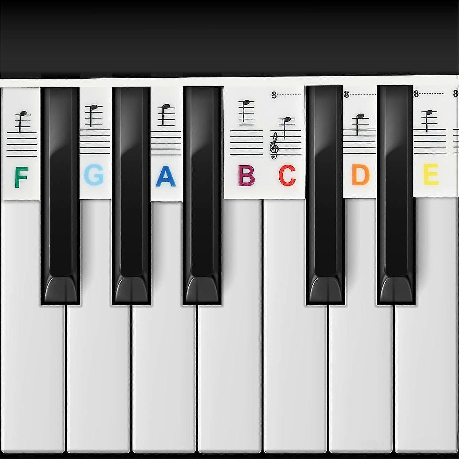 Piano Notes Guide Removable Piano Keyboard Note Labels For Learning, 88-key Full Size, Great Visual Tool For Kids And Beginners (rainbow)