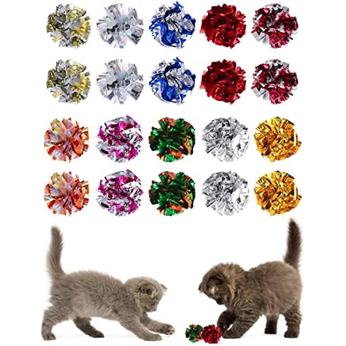 Cat Crinkle Ball Toys, 20 Pieces Colorful Cat Toy Balls Cat Play Toy Indoor Cats Interactive Ball Toy Large Ball Toy for Cat Kitten 6 cm/2.36 inch